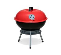 Barbecue rotondo compatto da 35 cm di Benson Garden - Barbecue portatile a carbonella con alimentazione d'aria regolabile, cassetto per la cenere e griglia aggiuntiva - Perfetto per balcone, giardino