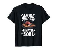 Barbecue Smoke Runs Deep Flavor Soul Food Lovers Costole BBQ Maglietta