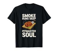 Barbecue Smoke Runs Deep Flavor Soul Food Lovers Costole BBQ Maglietta