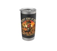 Barbecue T-Rex Dino Dad Barbecue Vintage Daddy King Of Barbecue Bicchiere termico in acciaio inox doppia parete