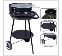 BARBECUE TONDO DIAMETRO CM 42 CON SUPPORTO A 3 GAMBE CON RUOTE 4 ALTEZZE