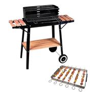 Barbecue Top Fire Empotec da Esterno Griglia Acciaio Antivento Ripiani Ruote Pratico Comodo Facile da Usare Cottura 5 Livelli Grill Carbonella Omaggio Griglia Spiedini