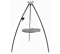 Barbecue Treppiede da 200 cm con griglia in acciaio naturale da 80 cm + verricello