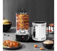 Barbecue verticale da tavolo elettrico in acciaio inox, con 5 spiedini, griglia verticale per shish kebab, carne, gamberetti, gyross, modulo di riscaldamento con griglia di protezione, 1000 W, 20 x