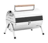 VidaXL Barbecue a Carbone da Tavolo Doppia Griglia in Acciaio Inossidabile
