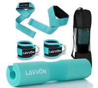 Barbell Pad Set-Cuscino Bilanciere Squat, Cuscinetti Affondi e Hip Thrust, Collo e Spalle Supporto Pad, Grande per Cuscinetto Olimpico Standard Per Bilanciere,Con Cinghie Per Caviglia,Cinghie (Blu)