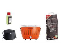 BARBEQUE LOTUSGRILL Special Bundle BBQ Classic (35 cm) con 2,5 Kg Carbonella e Gel Combustibile, Carbone di legna, Griglia da 32 cm, Arancione