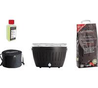 BARBEQUE LOTUSGRILL Special Bundle BBQ Classic (35 cm) con 2,5 Kg Carbonella e Gel Combustibile, Carbone di legna, Griglia da 32 cm, Nero