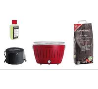 BARBEQUE LOTUSGRILL Special Bundle BBQ Classic (35 cm) con 2,5 Kg Carbonella e Gel Combustibile, Carbone di legna, Griglia da 32 cm, Rosso