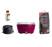 BARBEQUE LOTUSGRILL Special Bundle BBQ XL (43,5 cm) con 2,5 Kg Carbonella e Gel Combustibile, Carbone di legna, Griglia da 40.5 cm, Viola