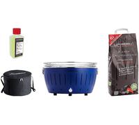 BARBEQUE LOTUSGRILL Special Bundle BBQ XL (43,5 cm) con 2,5 Kg Carbonella e Gel Combustibile, Carbone di legna, Griglia da 40.5 cm, Blu