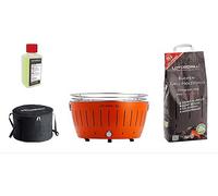 BARBEQUE LOTUSGRILL Special Bundle BBQ XL (43,5 cm) con 2,5 Kg Carbonella e Gel Combustibile, Carbone di legna, Griglia da 40.5 cm, Arancione