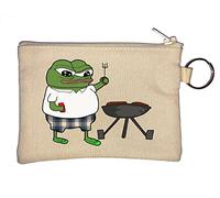 Barbeque Pepe The Frog BBQ Art Portachiavi portamonete beige