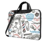 Barber Shop - Borsa per computer portatile antiurto con stampa monocromatica in tessuto Oxford resistente, borsa imbottita per computer da viaggio, Nero , 13 inch