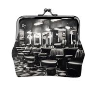 Barber Shop Monochrome Style piccoli portafogli donna, portafogli da donna, portamonete da donna, piccolo portafoglio da donna, con cerniera e chiusura a bacio, nero, taglia unica, Art Deco, Nero ,