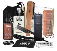 Barber Tools - Kit per barba, sacchetto con spazzola, pettine e forbici