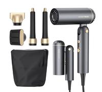 BarberBoss Asciugacapelli pieghevole 5 in 1, asciugacapelli viaggio compatto, motore ad alte prestazioni, tecnologia agli ioni negativi, asciugacapelli e styler viaggio ionico professionale, QR-8850