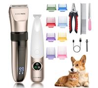 BarberBoss Doppio tagliacapelli per animali domestici, per toelettatura del corpo e mini rasoio di precisione per zampe, viso e orecchie, impermeabile e ricaricabile tramite USB,QR-9112