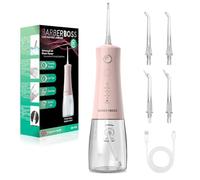 BarberBoss Irrigatore Orale, filo interdentale elettrico senza fili, 5 modalità di pressione, filo interdentale impermeabile IPX8, irrigatore orale portatile per la cura delle gengive (Rosa Pastello)