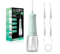 BarberBoss idropulsore dentale, Irrigatore Orale, filo interdentale elettrico senza fili, 5 modalità di pressione, filo interdentale impermeabile IPX8, irrigatore orale portatile (Verde Pastello)