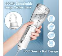 Barberboss Idropulsore portatile per denti, irrigatore orale ricaricabile, kit filo interdentale con 5 impostazioni di pressione, 5 ugelli intercambiabili, serbatoio dell'acqua da 300 ml e design