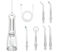 Barberboss Irrigatore orale, Filo interdentale elettrico, Idropulsore d'acqua a 5 modalità per denti, punte a getto intercambiabili, serbatoio da 300 ml, indicatore LED, impermeabile IPX7