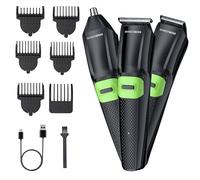 BarberBoss Kit 3 in 1 per la toelettatura degli uomini, rasoio per barba e capelli, tagliacapelli e tagliacapelli per naso, barba e toelettatura viso da uomo