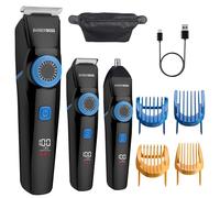 BarberBoss Kit da uomo 3 in 1 per barba e capelli, senza fili, con attacco naso e orecchie, quadrante di lunghezza regolabile, kit per toelettatura da uomo