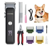 BarberBoss Kit di toelettatura per cani, tagliacapelli professionali per peli spessi, tagliacapelli per cani a batteria, tagliacapelli per gatti con pelo opaco, kit di toelettatura per animali QR-9089