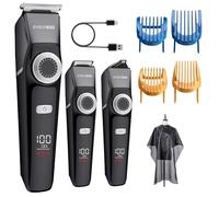 BarberBoss Kit per la cura del viso da uomo, 3 in 1, senza fili, per capelli e barba, quadrante di precisione, display a LED, kit per la cura del viso da uomo, tagliacapelli da uomo senza fili