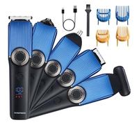 BarberBoss, Kit per la cura della barba, tagliacapelli e regolabarba 5 in 1 per uomo, rifinitore per corpo, naso e orecchie senza fili con regolazione precisa della lunghezza