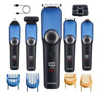 BarberBoss Kit per la cura personale maschile, tagliacapelli per barba 5 in 1, rifinitore per il corpo senza fili, rifinitore per peli di naso e orecchie con manopola di precisione
