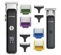 Barberboss Kit regolabarba per uomo, 2 tagliacapelli cordless con quadrante di precisione, tagliacapelli viso uomo, indicatore LED e ricarica USB, set portatile per la cura della barba