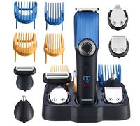 BarberBoss Kit ricaricabile per la cura della barba, dei capelli e del corpo da uomo con 39 lunghezze di taglio, design impermeabile, ricarica USB-C e display digitale, tagliacapelli da uomo