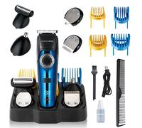 BarberBoss Kit uomo 5 in 1, rifinitura di precisione per naso, orecchie, capelli, barba e corpo con 39 impostazioni di lunghezza, ricarica USB, 100% impermeabile e display a LED