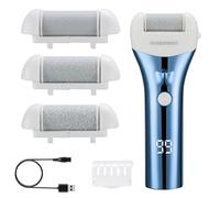Barberboss Lima elettrica per piedi e calli, con 3 testine a rullo, display a LED, ricarica USB e design impermeabile, per rimuovere la pelle dura e pedicure (blu)