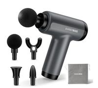 BarberBoss Mini pistola massaggiante con sensore di pressione, massaggiatore a 5 livelli di intensità, massaggiatore muscolare portatile con 4 testine intercambiabili, custodia, QR-3603
