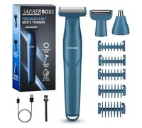 BarberBoss Rasoio da uomo 3 in 1, kit per la cura di barba, capelli, naso, orecchie e corpo, rifinitore di precisione da uomo, rasoio senza fili con ricarica USB, rasoio multifunzione, QR-2303 (Blu)