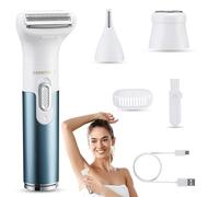 BarberBoss Rasoio elettrico da donna, ricaricabile 3 in 1, depilazione senza fili, rasoio per viso, corpo e bikini, rasoio compatto con 3 testine di precisione, ricarica USB