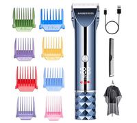 BarberBoss Rasoio per capelli e barba ricaricabile da uomo, senza fili, con display a LED, lama regolabile e 8 protezioni a pettine, kit completo per la toelettatura degli uomini