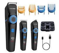 BarberBoss Regolabarba da uomo, 3 in 1, per capelli, barba e dettagli, display a LED, 3 testine di taglio, ricarica USB e design impermeabile, kit di toelettatura ricaricabile con quadrante