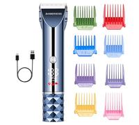 Barberboss Regolabarba e barba ricaricabile per uomo, tagliacapelli senza fili con modalità Turbo Speed, 8 pettini e lama regolabile in titanio-ceramica, tagliabarba da uomo (Blu Metallizzato)