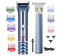 BarberBoss Regolabarba e capelli da uomo, Turbo Speed Groomer con display a LED, lama regolabile, 8 pettini guida e kit tagliacapelli ricaricabile USB e senza fili