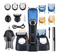 BarberBoss regolabarba per uomo, tagliacapelli - Set per la pulizia di naso, orecchie e barba, ricaricabile, 39 lunghezze di taglio, quadrante di precisione, impermeabile, display a LED, QR-6082