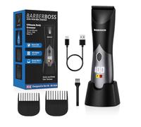 BarberBoss Regolabarba senza fili per uomo, body groomer, tagliacapelli inguine con lunghezza regolabile, uso bagnato/asciutto e display intelligente, kit di toelettatura ricaricabile per aree