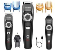 Barberboss Regolabarba Uomo, Tagliacapelli Impermeabile 3 in 1, Regolabarba, Naso e Barba con Rotella Regolabile, Display LED, Kit di Ricarica USB per Uomo