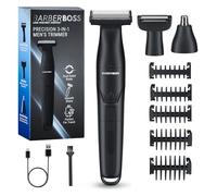 BarberBoss Rifinitore di Precisione 3 in 1 per Uomo, Kit per la Cura di Barba e Capelli, Rifinitore per il Corpo, Rifinitore per Naso e Orecchie, Rasoio Ricaricabile Senza Fili, QR-2301 (Nero)