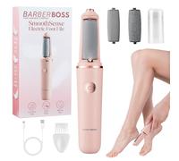 BarberBoss Rimuovi calli elettrico per piedi, lima portatile per piedi, strumento ricaricabile per rimozione di duroni con testine a rullo fini e ruvide, strumento per pedicure impermeabile, QR-5102
