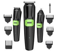 BarberBoss Set per la cura della barba e tagliabarba 3 in 1, con rifinitore per naso e orecchie, senza fili, ricaricabile tramite USB