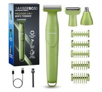 BarberBoss Set per la toelettatura dei dettagli, 3 in 1, per uomo, barba, parrucchiere, body groomer, trimmer naso e orecchie, rasoio senza fili con ricarica USB, QR-2302 (Verde)
